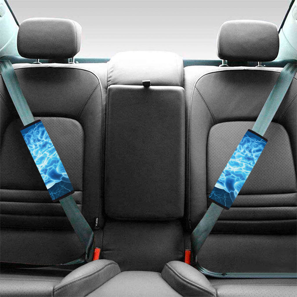 Blue Electrical Brain Activity Print Car Seat Belt Covers