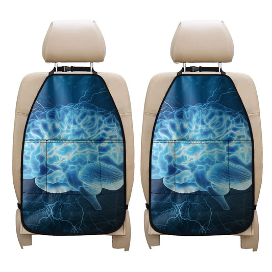 Blue Electrical Brain Activity Print Car Seat Organizers