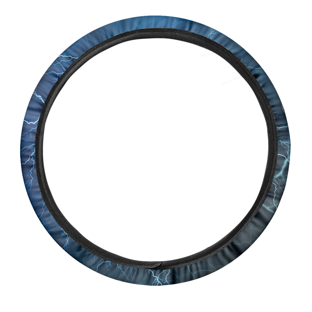 Blue Electrical Brain Activity Print Car Steering Wheel Cover
