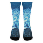 Blue Electrical Brain Activity Print Crew Socks