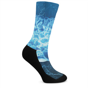 Blue Electrical Brain Activity Print Crew Socks