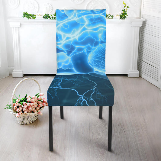 Blue Electrical Brain Activity Print Dining Chair Slipcover