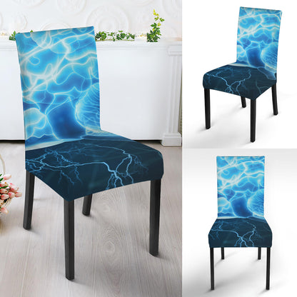 Blue Electrical Brain Activity Print Dining Chair Slipcover