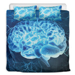 Blue Electrical Brain Activity Print Duvet Cover Bedding Set