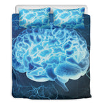 Blue Electrical Brain Activity Print Duvet Cover Bedding Set