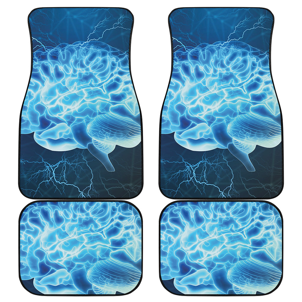 Blue Electrical Brain Activity Print Front and Back Car Floor Mats
