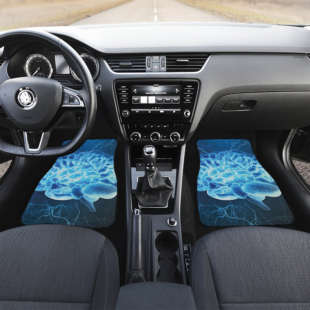 Blue Electrical Brain Activity Print Front and Back Car Floor Mats