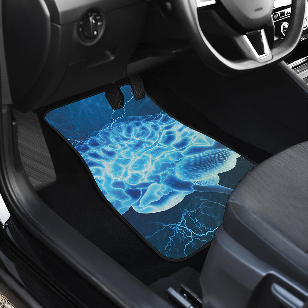 Blue Electrical Brain Activity Print Front and Back Car Floor Mats