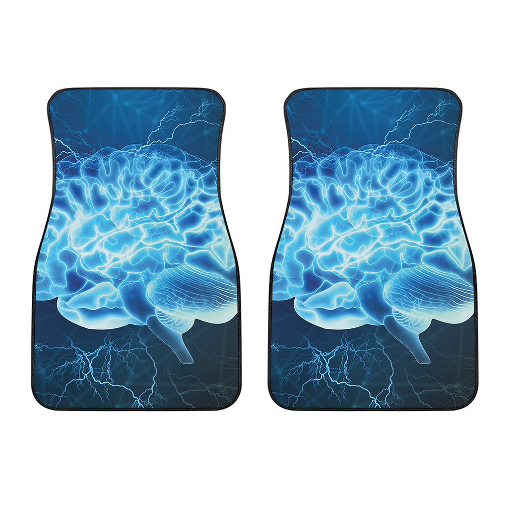 Blue Electrical Brain Activity Print Front Car Floor Mats