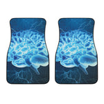 Blue Electrical Brain Activity Print Front Car Floor Mats