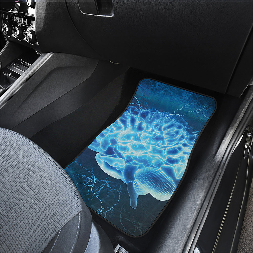 Blue Electrical Brain Activity Print Front Car Floor Mats