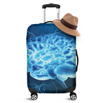 Blue Electrical Brain Activity Print Luggage Cover