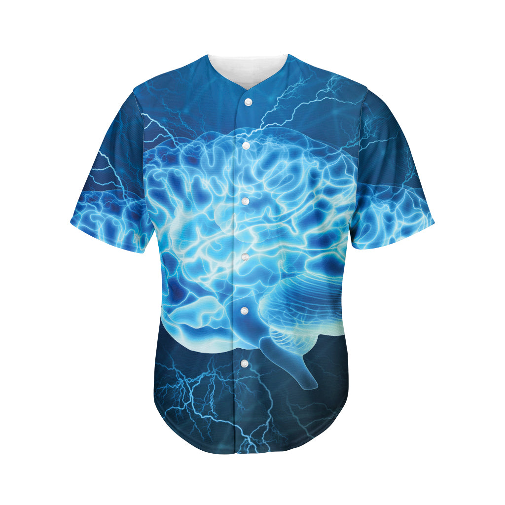 Blue Electrical Brain Activity Print Men's Baseball Jersey