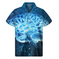 Blue Electrical Brain Activity Print Men's Short Sleeve Shirt
