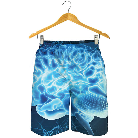 Blue Electrical Brain Activity Print Men's Shorts