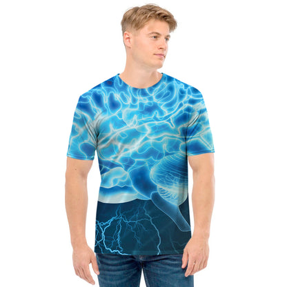 Blue Electrical Brain Activity Print Men's T-Shirt