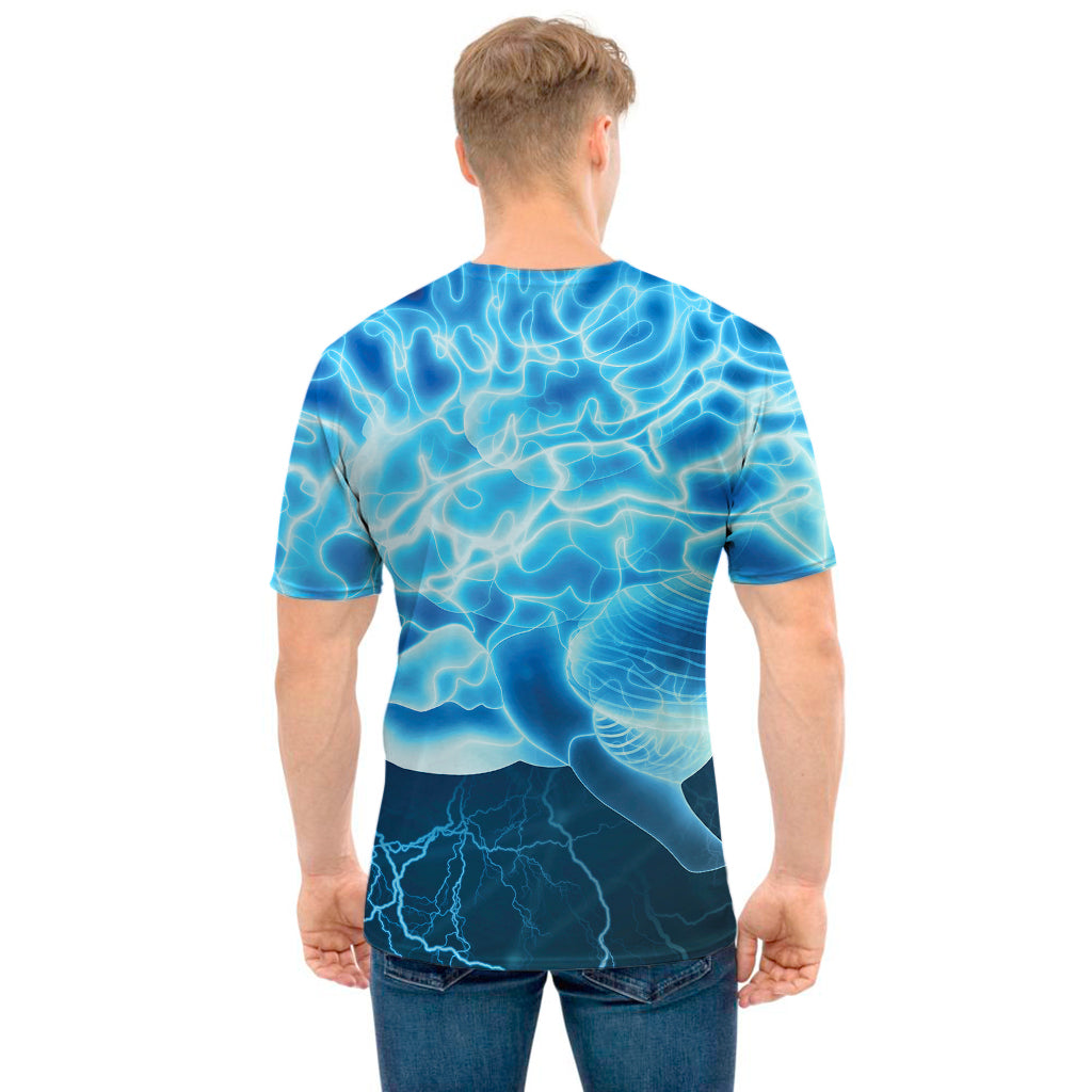 Blue Electrical Brain Activity Print Men's T-Shirt