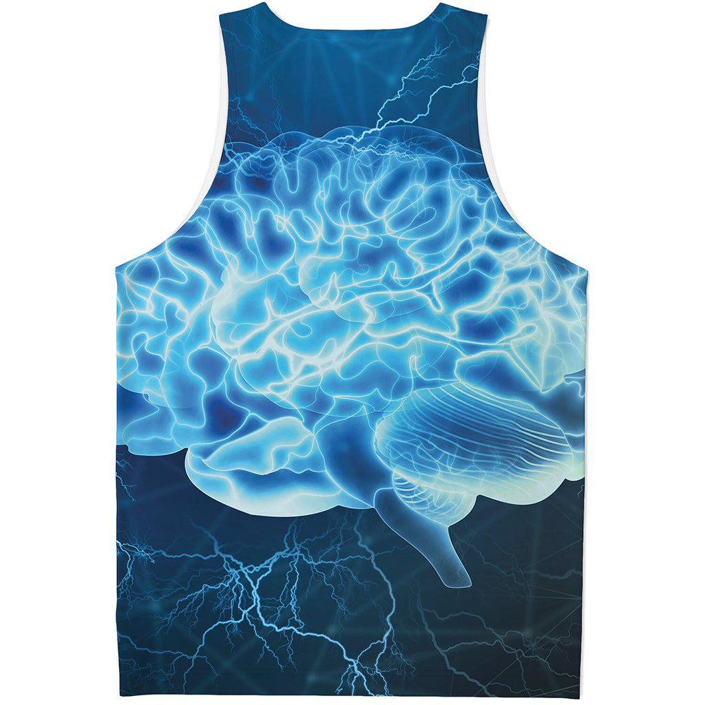 Blue Electrical Brain Activity Print Men's Tank Top