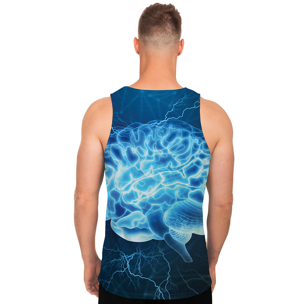 Blue Electrical Brain Activity Print Men's Tank Top