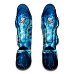 Blue Electrical Brain Activity Print Muay Thai Shin Guard