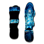 Blue Electrical Brain Activity Print Muay Thai Shin Guard