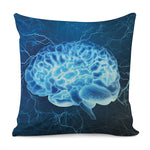 Blue Electrical Brain Activity Print Pillow Cover