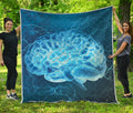 Blue Electrical Brain Activity Print Quilt
