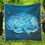 Blue Electrical Brain Activity Print Quilt