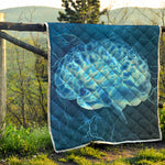 Blue Electrical Brain Activity Print Quilt