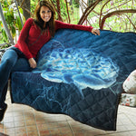 Blue Electrical Brain Activity Print Quilt