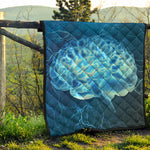 Blue Electrical Brain Activity Print Quilt