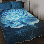 Blue Electrical Brain Activity Print Quilt Bed Set