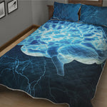 Blue Electrical Brain Activity Print Quilt Bed Set
