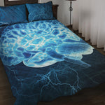Blue Electrical Brain Activity Print Quilt Bed Set