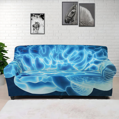 Blue Electrical Brain Activity Print Sofa Cover