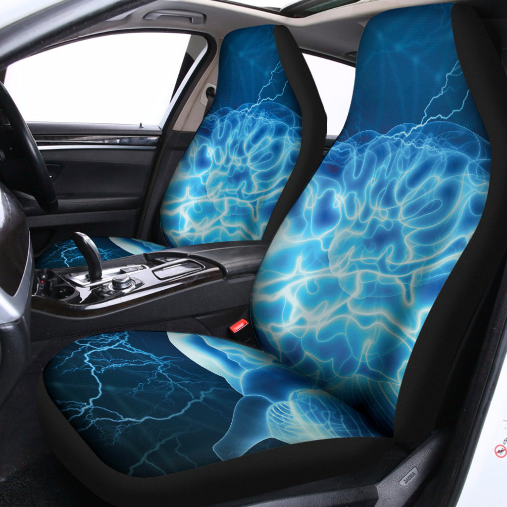 Blue Electrical Brain Activity Print Universal Fit Car Seat Covers