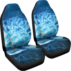 Blue Electrical Brain Activity Print Universal Fit Car Seat Covers