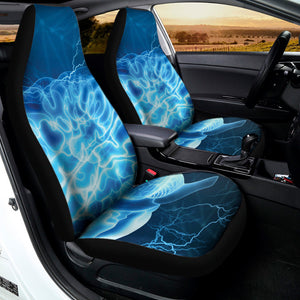 Blue Electrical Brain Activity Print Universal Fit Car Seat Covers