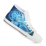 Blue Electrical Brain Activity Print White High Top Shoes