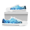 Blue Electrical Brain Activity Print White Low Top Sneakers