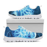 Blue Electrical Brain Activity Print White Sneakers