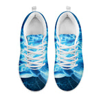 Blue Electrical Brain Activity Print White Sneakers