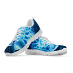 Blue Electrical Brain Activity Print White Sneakers