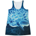 Blue Electrical Brain Activity Print Women's Racerback Tank Top