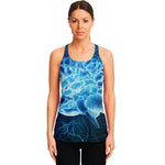 Blue Electrical Brain Activity Print Women's Racerback Tank Top
