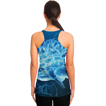 Blue Electrical Brain Activity Print Women's Racerback Tank Top