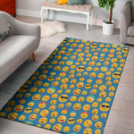 Blue Emoji Pattern Print Area Rug