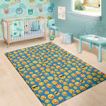 Blue Emoji Pattern Print Area Rug