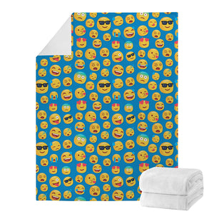 Blue Emoji Pattern Print Blanket