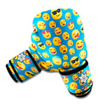 Blue Emoji Pattern Print Boxing Gloves